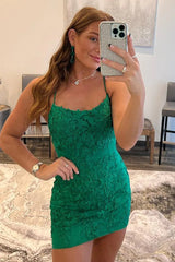Misshow Green Lace Tight Homecoming Dress/Mini Dress