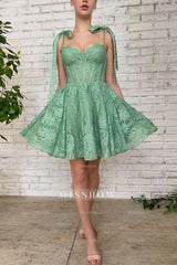 Misshow Green Sweetheart Homecoming Dress/Mini Dress with Appliques