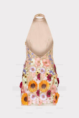 Misshow Halter Sleeveless Pink Party Dress with Appliques