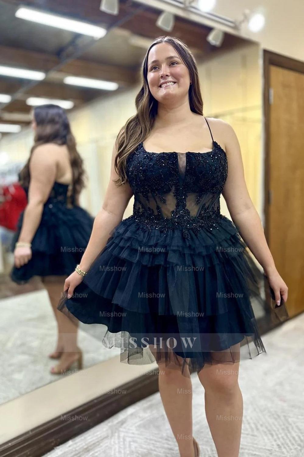 Misshow Hot Pink A Line Spaghetti Straps Corset Short Homecoming Dress/Mini Dress