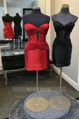 Misshow Hot Pink Corset Sweetheart Tight Short Homecoming Dress/Mini Dress