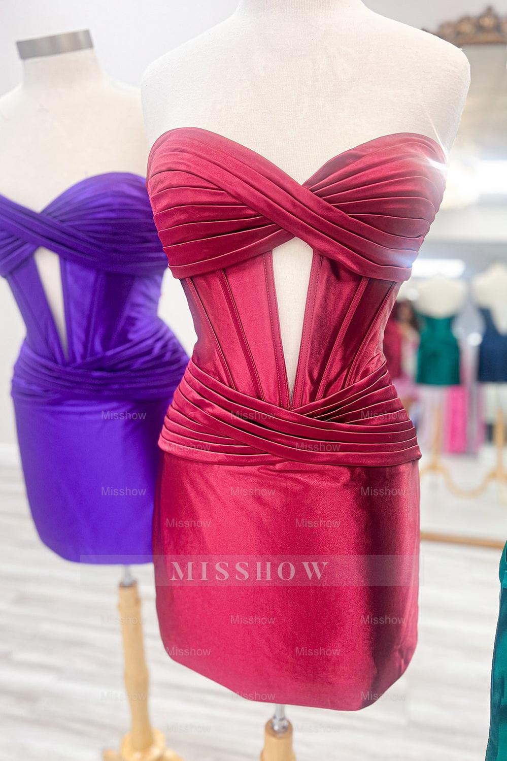 Misshow Hot Pink Corset Sweetheart Tight Short Homecoming Dress/Mini Dress