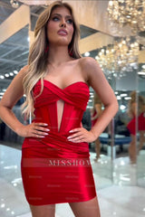 Misshow Hot Pink Corset Sweetheart Tight Short Homecoming Dress/Mini Dress