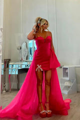 Misshow Hot Pink Spaghetti Straps High Low Homecoming Dress/Mini Dress