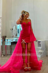 Misshow Hot Pink Spaghetti Straps High Low Homecoming Dress/Mini Dress