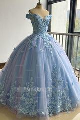 Misshow Lavender Quinceanera Dress Off-Shoulder Ball Gown with 3D Butterfly Lace Appliques & Lace-Up Corset