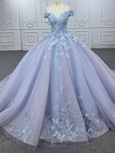 Misshow Lavender Quinceanera Dress Off-Shoulder Ball Gown with 3D Butterfly Lace Appliques & Lace-Up Corset