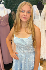 Misshow Light Blue A-Line Lace Short Homecoming Dress/Mini Dress