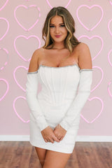 Misshow Light Blue Corset Long Sleeves Tight Short Homecoming Dress/Mini Dress