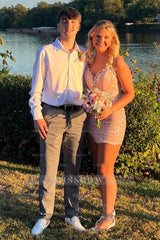 Misshow Light Green Strapless Corset Tight Short Homecoming Dress/Mini Dress with Sequins