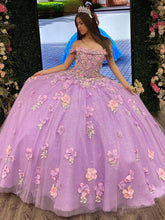 Misshow Lilac Ball Gown with Off-Shoulder Neckline 3D Floral Appliques & Sequins Princess Quinceanera & Sweet 16 Formal Dress