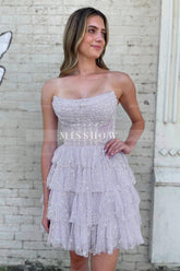 Misshow Lilac Corset A-Line Short Tulle Homecoming Dress/Mini Dress