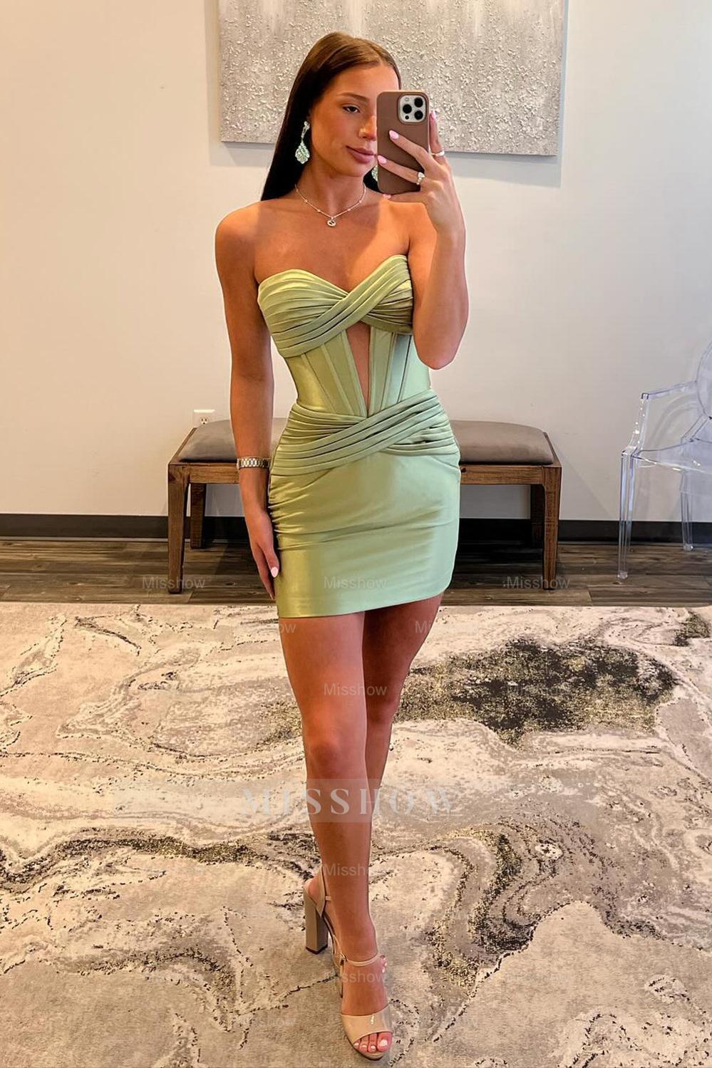 Misshow Lilac Sweetheart Corset Tight Short Homecoming Dress/Mini Dress