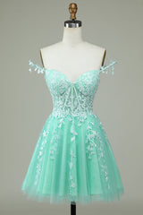 Misshow Mint Backless Short Homecoming Dress/Mini Dress with Appliques