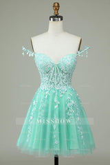 Misshow Mint Backless Short Homecoming Dress/Mini Dress with Appliques