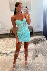 Misshow Mint Lace Sweetheart Tight Short Homecoming Dress/Mini Dress