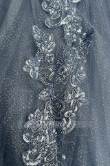 Misshow Navy Blue Sweet 16 Ball Gown Off-Shoulder Beaded Tulle Quinceanera Dress with Lace-Up Back for Birthday & Formal Events