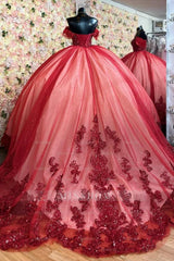 Misshow Off-Shoulder Ball Gown Beaded Sequins Pleated Tulle & Lace-Up Corset for Quinceanera Sweet 16 and Birthday Galas