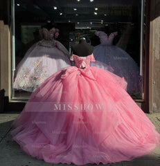 Misshow Off-Shoulder Ball Gown Sweetheart Corset with Beaded Tulle Skirt for Quinceanera & Formal Events
