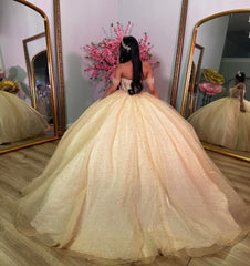 Misshow Off-Shoulder Beaded Tulle Ball Gown Princess Quinceanera & Sweet 16 Party Dress