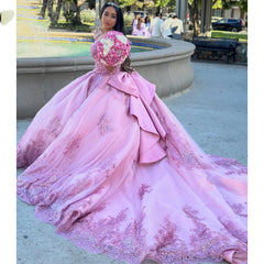 Misshow Off-Shoulder Purple Tulle Quinceanera Dress Lace Applique & Beaded Ball Gown for Sweet 16 & Princess Parties