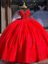 Misshow Off-Shoulder Sweetheart Ball Gown Red Tulle Quinceanera & Evening Party Dress for Sweet 16