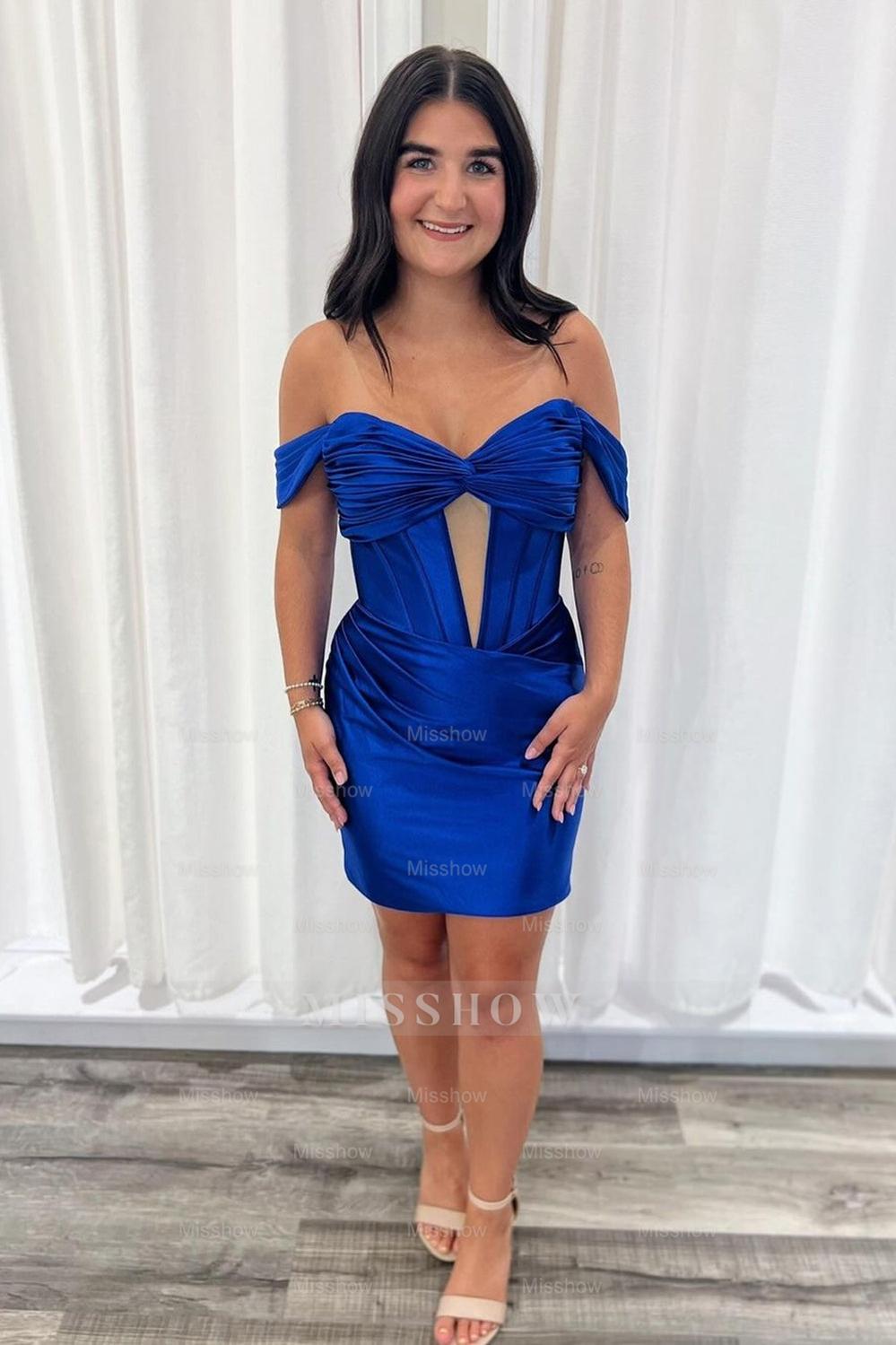 Misshow Off The Shoulder Dark Green Corset Tight Short Homecoming Dress/Mini Dress