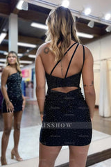 Misshow One Shoulder Purple Cocktail Dress