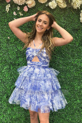 Misshow Orange Halter Ruffled A-Line Short Homecoming Dress/Mini Dress