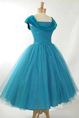 Misshow Peacock Blue Square Neck A Line Homecoming Dress/Mini Dress