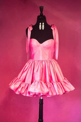 Misshow Pink Ruched Corset A-Line Short Homecoming Dress/Mini Dress