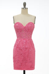 Misshow Pink Tight Short Homecoming Dress/Mini Dress with Appliques