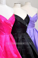 Misshow Purple A-Line Strapless Ruched Short Homecoming Dress/Mini Dress