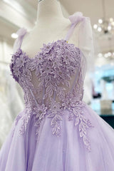 Misshow Purple Corset A-Line Tulle Short Flower Homecoming Dress/Mini Dress with Lace