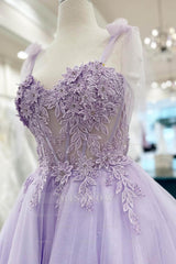 Misshow Purple Corset A-Line Tulle Short Flower Homecoming Dress/Mini Dress with Lace