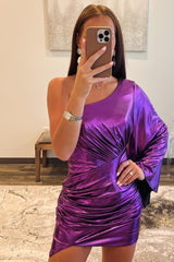 Misshow Purple One Shoulder Tiered Tight Short Homecoming Dress/Mini Dress