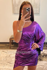 Misshow Purple One Shoulder Tiered Tight Short Homecoming Dress/Mini Dress