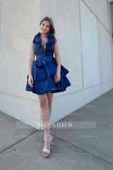 Misshow Red A Line Ruffled Short Homecoming Dress/Mini Dress