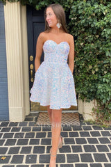 Misshow Red A-Line Sweetheart Sequins Short Homecoming Dress/Mini Dress with Pockets