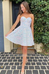 Misshow Red A-Line Sweetheart Sequins Short Homecoming Dress/Mini Dress with Pockets