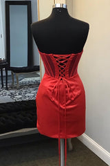 Misshow Red Corset Asymmetrical Tight Short Homecoming Dress/Mini Dress