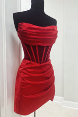 Misshow Red Corset Asymmetrical Tight Short Homecoming Dress/Mini Dress