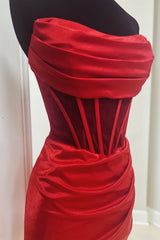 Misshow Red Corset Asymmetrical Tight Short Homecoming Dress/Mini Dress