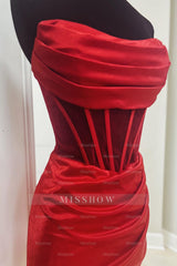 Misshow Red Corset Asymmetrical Tight Short Homecoming Dress/Mini Dress