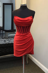 Misshow Red Corset Asymmetrical Tight Short Homecoming Dress/Mini Dress