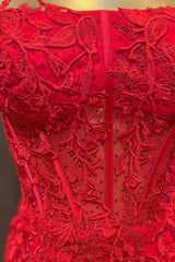 Misshow Red Corset Lace Sleeveless Tight Short Homecoming Dress/Mini Dress