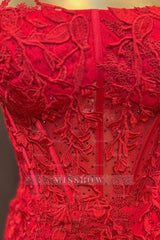 Misshow Red Corset Lace Sleeveless Tight Short Homecoming Dress/Mini Dress