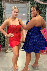 Misshow Red Corset Sweetheart Bodycon Homecoming Dress/Mini Dress With Appliques