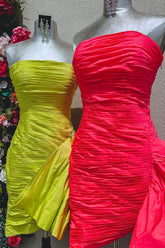 Misshow Red Strapless Ruched Tight Short Homecoming Dress/Mini Dress with Ruffles