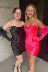 Misshow Red Tiered Tight Short Homecoming Dress/Mini Dress(Gloves are not Included)